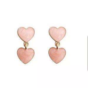 Pretty New Double Pink Heart Dangle Earrings!♡